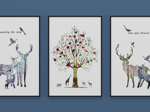  现代装饰画 壁画 挂画3d模型 