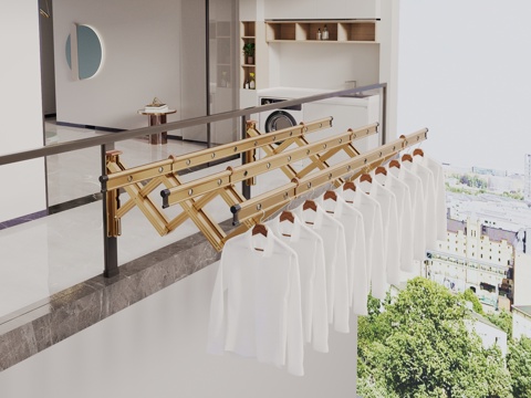  现代阳台衣帽架3d模型 