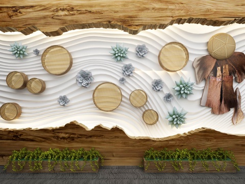  东南亚草编蓑衣旱景农家民俗小品3d模型 