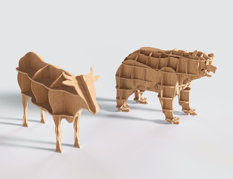  现代动物造型书架 置物架 装饰架 儿童书架3d模型 