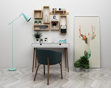  北欧挂件挂画写字桌3d模型 