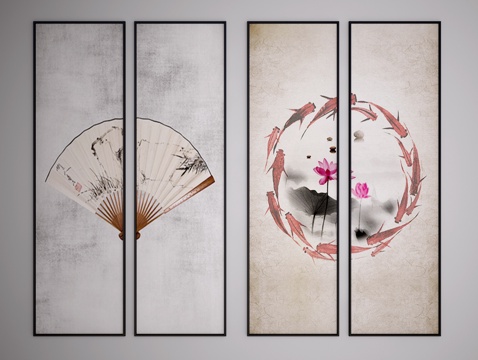  中式挂画 中式装饰画 中式艺术 中式端景画 中式玄关画3d模型 