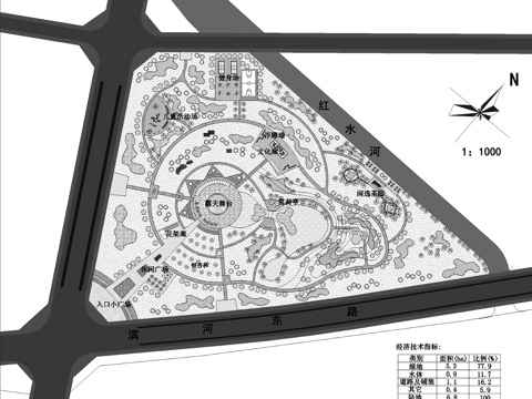 三角梯形城市绿地景观平面CAD施工图cad施工图
