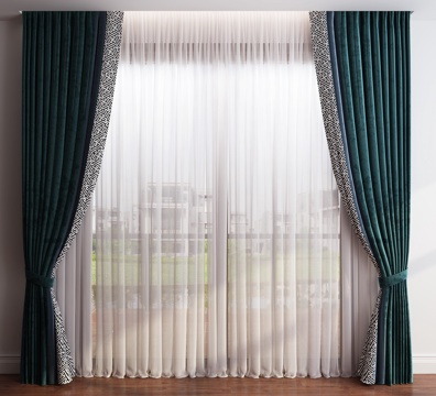  现代窗帘3d模型 