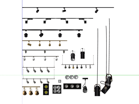 现代筒灯射灯轨道射灯合集su模型