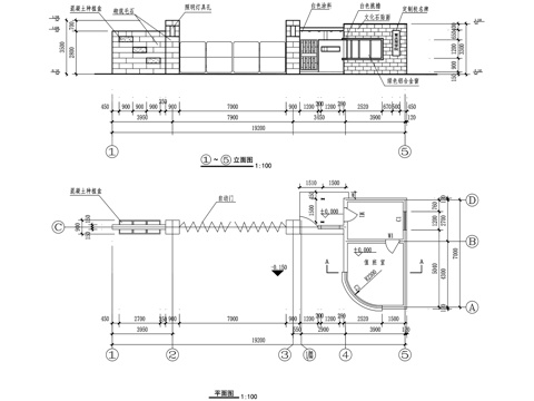 商学院入口校门大门CAD施工图集cad施工图