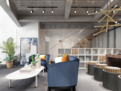  现代办公室 休闲区3d模型 