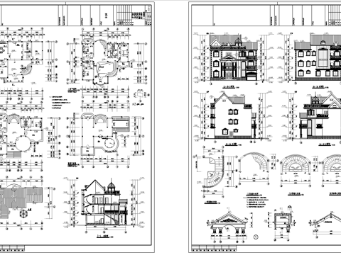 乡村自建房别墅建筑 最新全套施工图设计cad施工图 