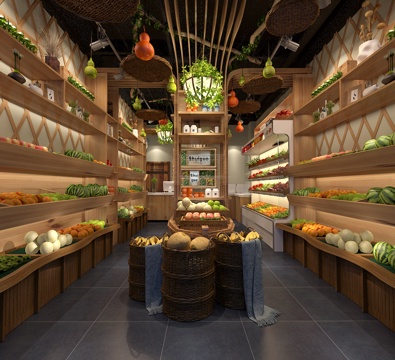  其他混搭水果店 货架 水果 葫芦3d模型 
