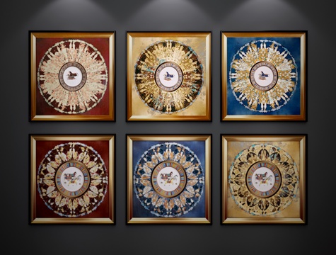  新中式挂画3d模型 