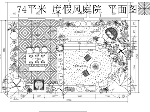 别墅庭院景观平面图cad施工图