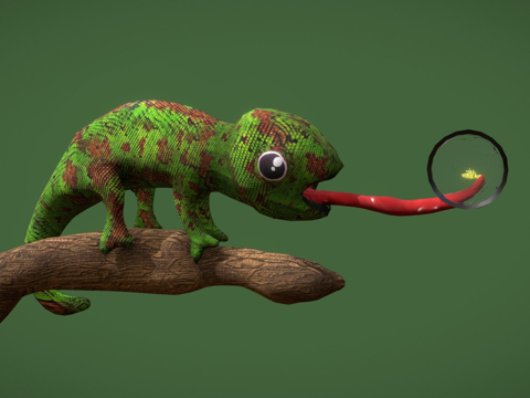  变色龙低多边形3d模型 