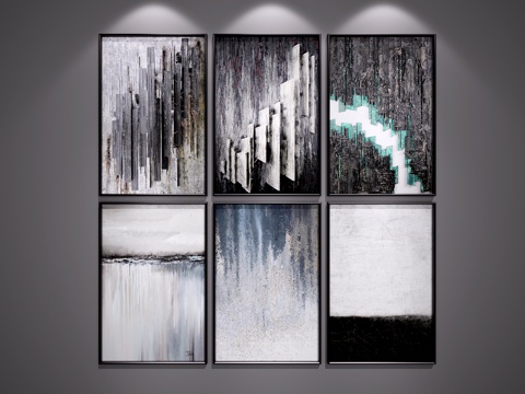  现代挂画 装饰画3d模型 