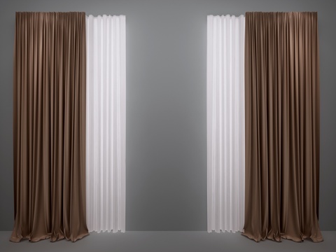  现代窗帘 北欧窗帘3d模型 