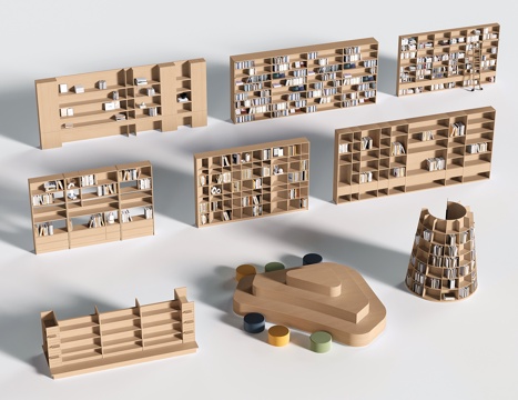  现代书柜书架 展柜货架 置物柜架 展示架 陈列柜3d模型 
