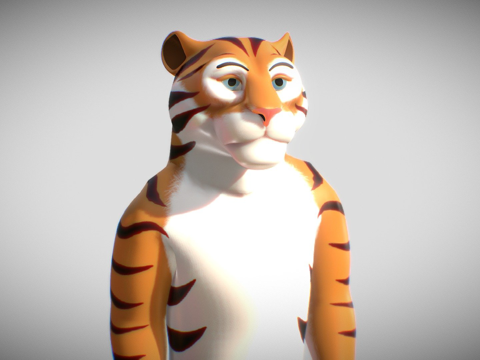  老虎风格化3d模型 