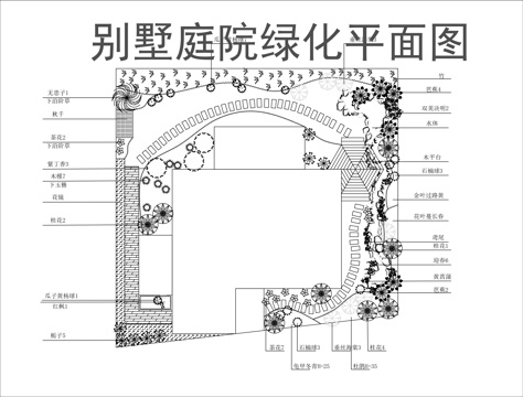 别墅庭院景观设计方案cad施工图