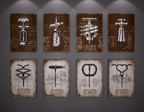  工业风挂画3d模型 