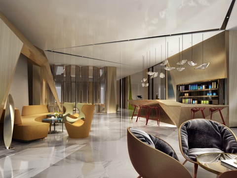  现代售楼部洽谈区3d模型 