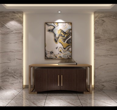  新中式玄关 玄关柜3d模型 