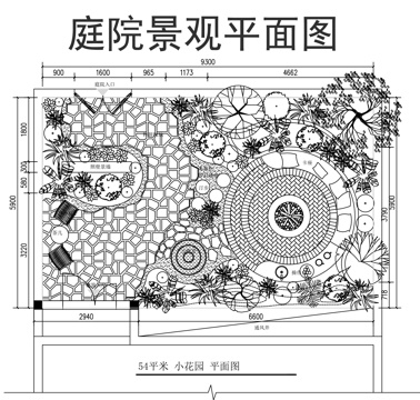 别墅庭院景观平面图cad施工图