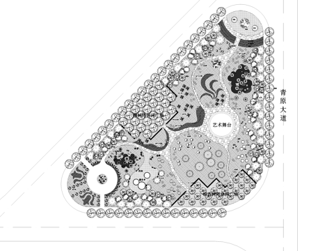 三角岛地块植物景观绿化平面CAD施工图cad施工图