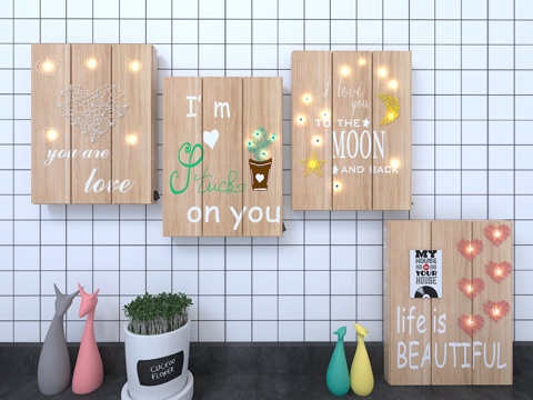  ins北欧装饰画 墙饰 装饰灯3d模型 