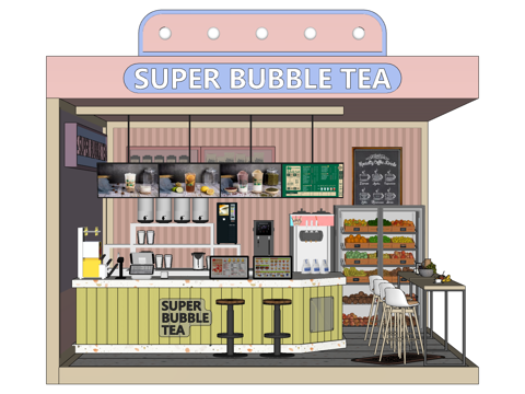 雪地咖啡厅su模型