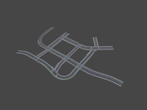  城市道路布局3d模型 