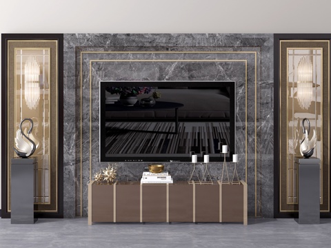  现代电视背景墙 北欧电视背景墙 中式电视背景墙 造型背景墙3d模型 