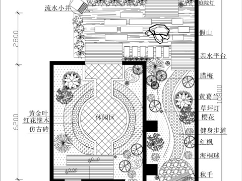 庭院花园平面图cad施工图