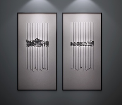  新中式挂画3d模型 