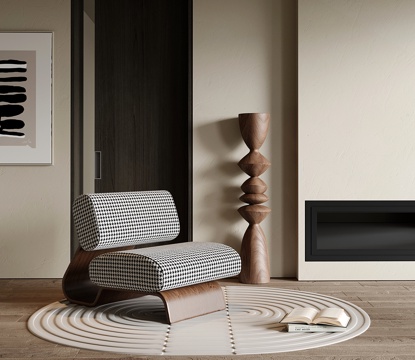 中古现代单人沙发 休闲沙发椅su模型