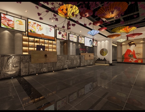  新中式会所洗浴场3d模型 