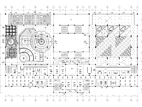 上海外国语大学食堂三层室内装饰CAD施工图集cad施工图