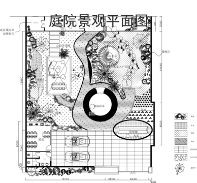别墅庭院景观平面图cad施工图