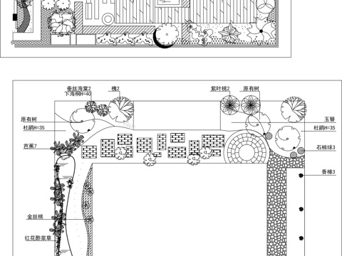  多套别墅庭院景观平面图cad施工图 