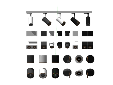 现代筒灯射灯轨道射灯合集su模型