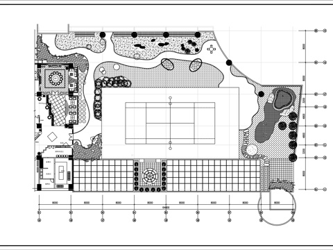 别墅庭院花园景观设计cad施工图