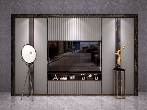  现代电视背景墙 现代装饰品3d模型 