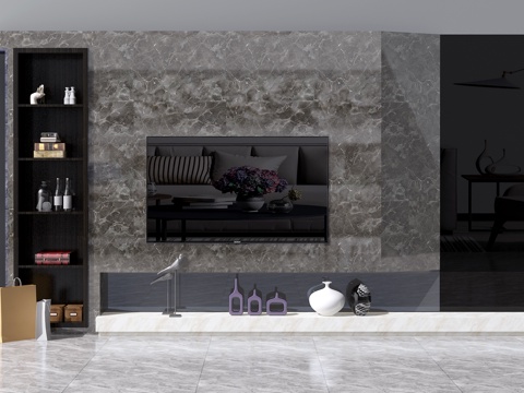  现代电视墙3d模型 