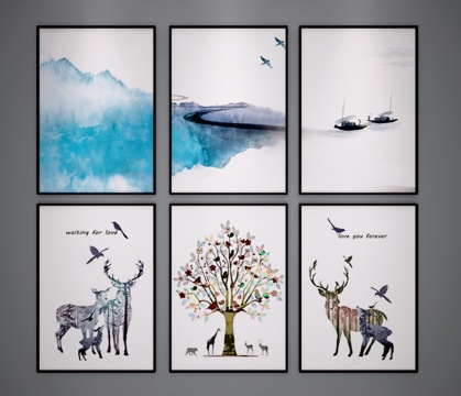  现代挂画 北欧挂画 中式挂画3d模型 