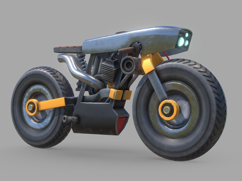  赛博朋克自行车概念设计3d模型 