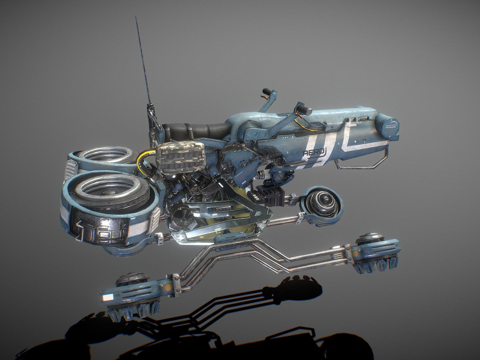  科幻悬浮摩托车3d模型 