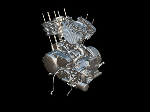  摩托车发动机3d模型 