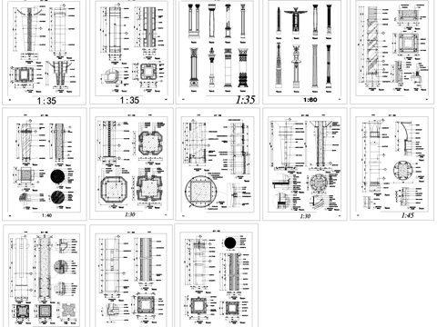 建筑柱子柱式装饰详图CAD施工图cad施工图