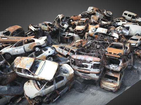  损毁汽车3d模型 