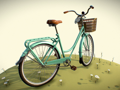  复古自行车3d模型 