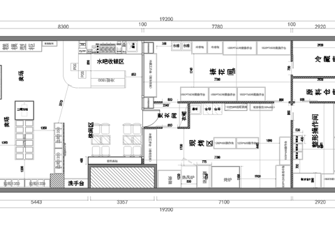 蛋糕面包店  最新平面施工图设计cad施工图