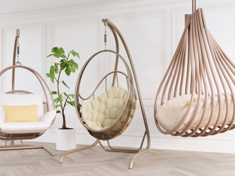 休闲吊椅 户外椅 竹椅 躺椅 室内吊椅su模型